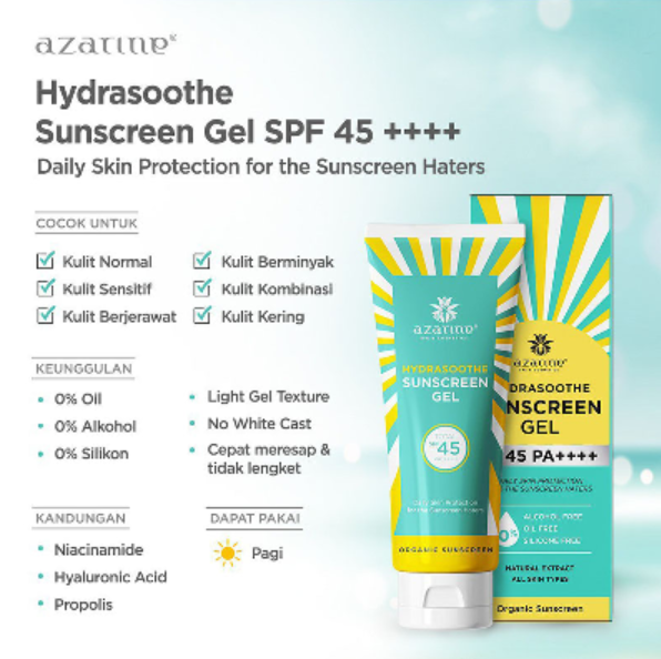 Azarine Hydrasoothe Sunscreen Gel SPF45 PA++++ - Image 2